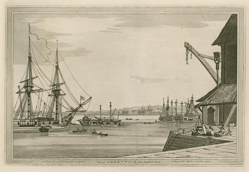 Pohled na Greenwich z Deptford Yardu od Joseph Farington