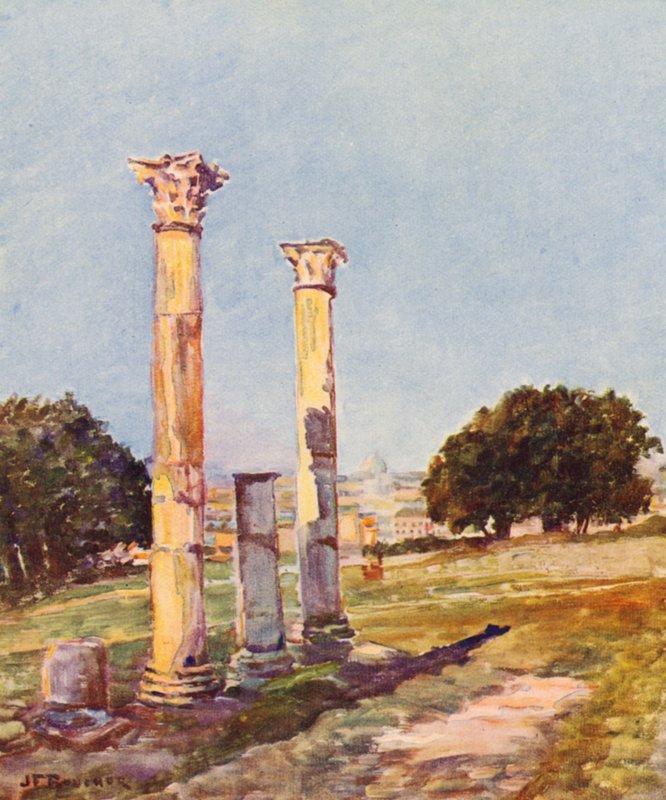 Řím: Na Palatinu, Augustova knihovna (barevná litografie) od Joseph Felix Bouchor