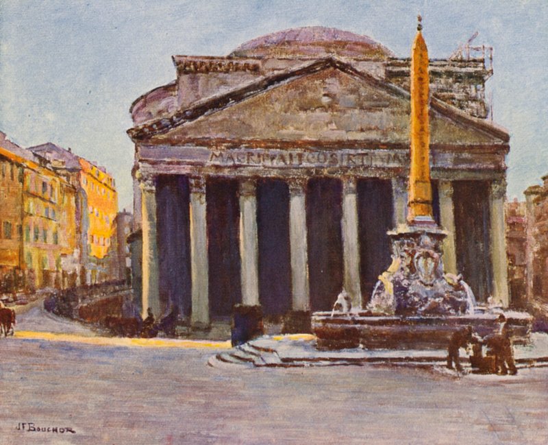 Řím: Agrippův Pantheon (barevná litografie) od Joseph Felix Bouchor