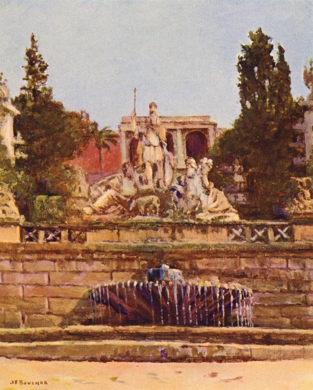 Řím: Piazza del Popolo (barevná litografie) od Joseph Felix Bouchor