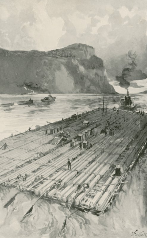 Lumber Raft je tažen dolů St. Lawrence od Joseph Finnemore