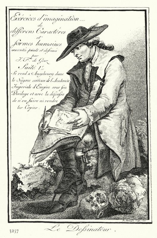 The Cartoonist (rytina) od Joseph Franz von (after) Goez