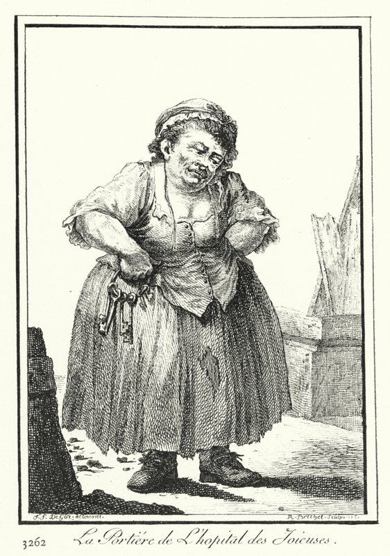 Vrátný z Hopital des Joieuses (rytina) od Joseph Franz von (after) Goez
