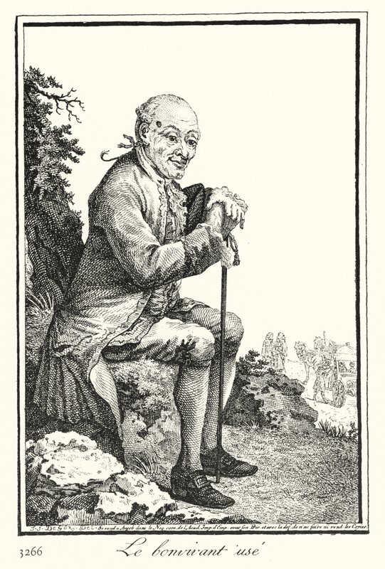 The Worn Out Bon Viveur (rytina) od Joseph Franz von (after) Goez