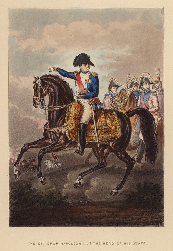 Císař Napoleon I. v čele svého štábu (kolorovaná rytina) od Joseph Grego
