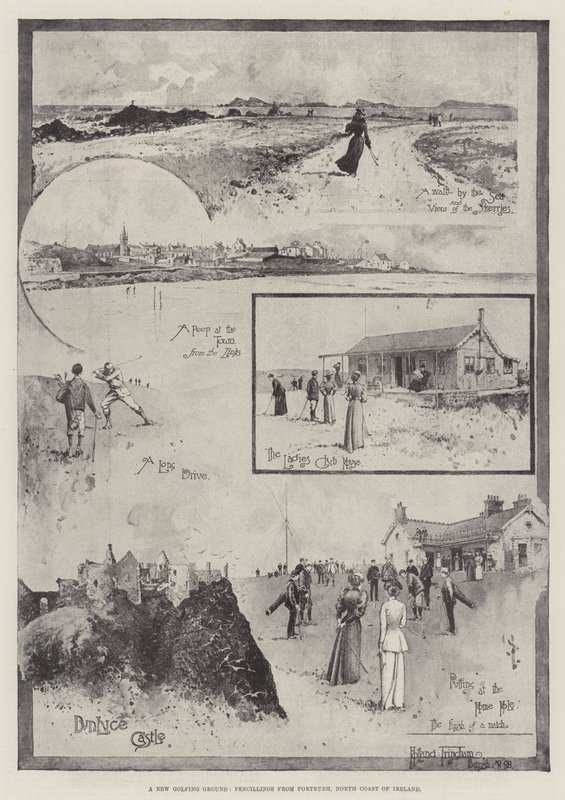 Nové golfové hřiště, tužky z Portrush, Severní pobřeží Irska od Joseph Holland Tringham