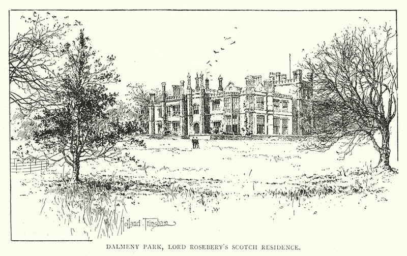 Dalmeny Park, skotská rezidence lorda Roseberyho (litografie) od Joseph Holland Tringham