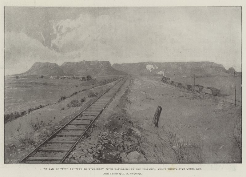 De Aar, ukazující železnici do Kimberley, s Tafelbergem v dálce, vzdálenou asi třicet pět mil od Joseph Holland Tringham