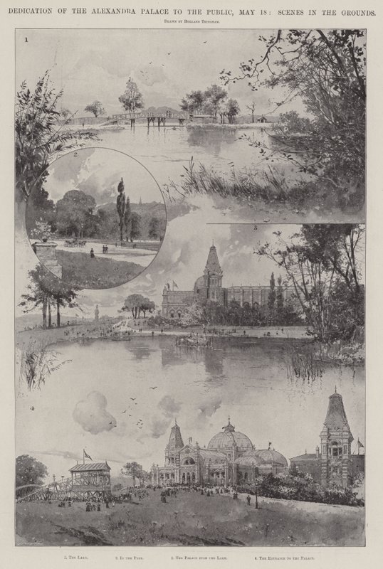 Zasvěcení paláce Alexandra veřejnosti, 18. května, Scény v areálu od Joseph Holland Tringham