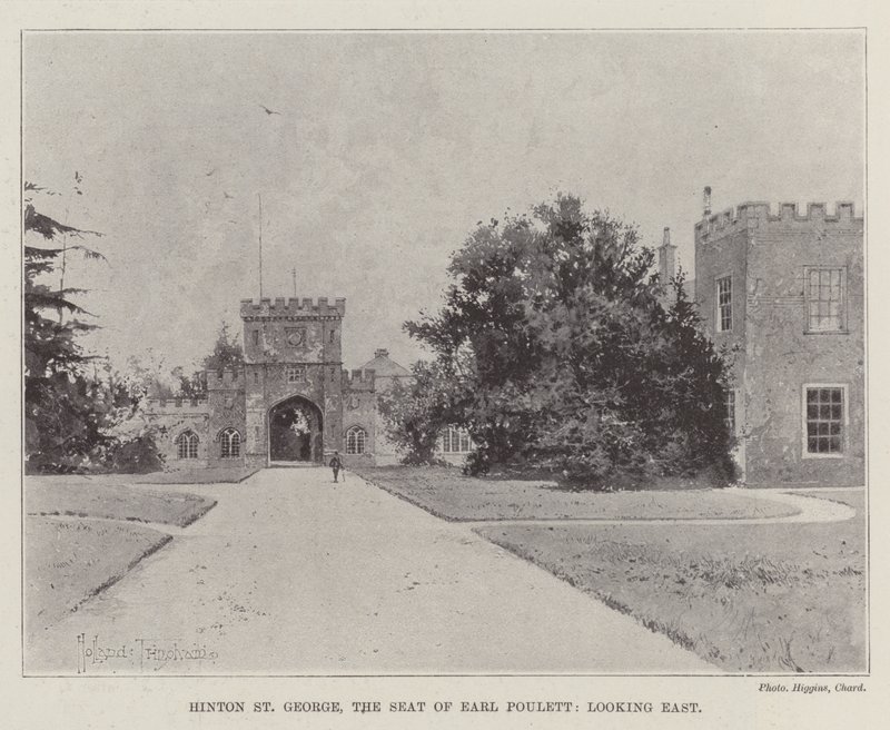 Hinton St George, sídlo hraběte Pouletta, při pohledu na východ od Joseph Holland Tringham