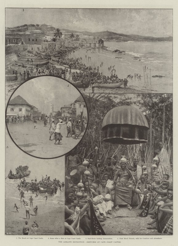 The Ashanti Expedition, Sketches at Cape Coast Castle od Joseph Holland Tringham