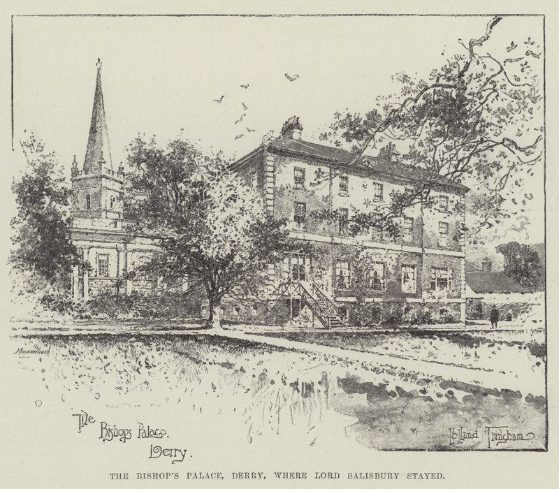 Biskupský palác, Derry, kde pobýval lord Salisbury od Joseph Holland Tringham
