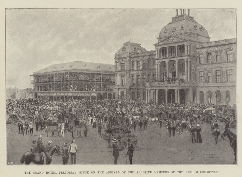 Grand Hotel, Pretoria, scéna příjezdu zatčených členů výboru pro reformy od Joseph Holland Tringham