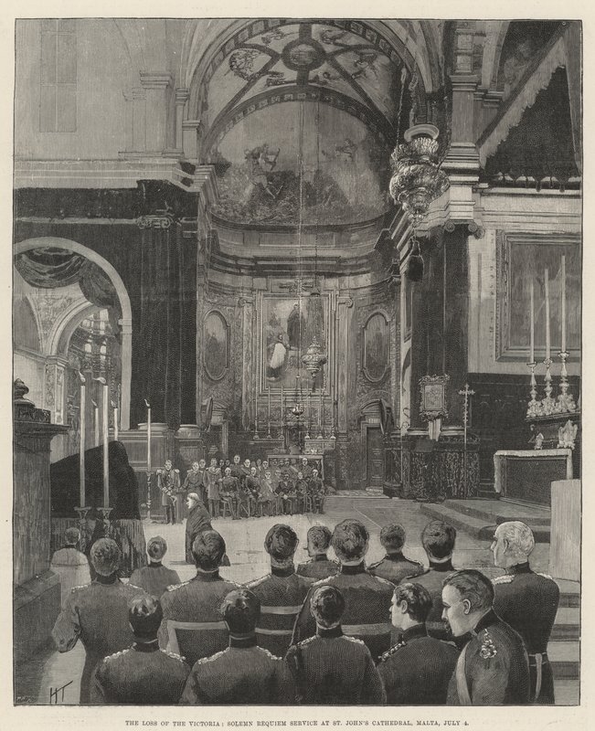 Ztráta Viktorie, slavnostní zádušní mše v katedrále sv. Jana, Malta, 4. července od Joseph Holland Tringham