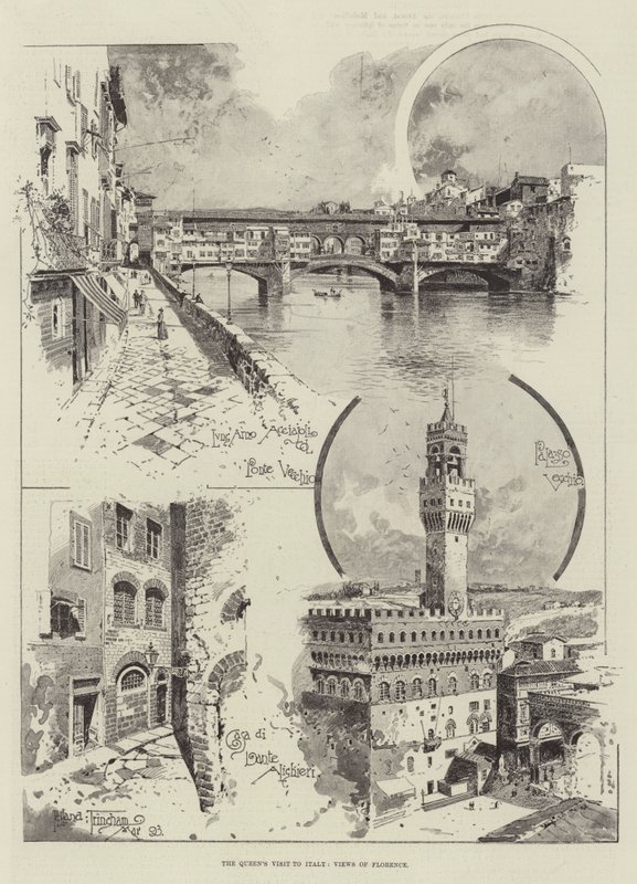 Návštěva královny v Itálii, pohledy na Florencii od Joseph Holland Tringham