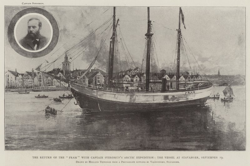 Návrat Framu s arktickou expedicí kapitána Sverdrupa, loď ve Stavangeru, 19. září od Joseph Holland Tringham