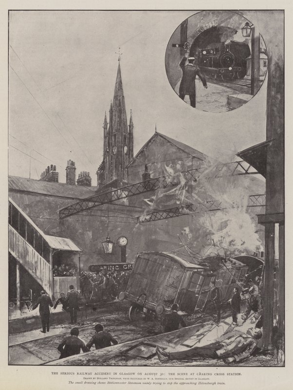 Vážná železniční nehoda v Glasgow 30. srpna, scéna na nádraží Charing Cross od Joseph Holland Tringham