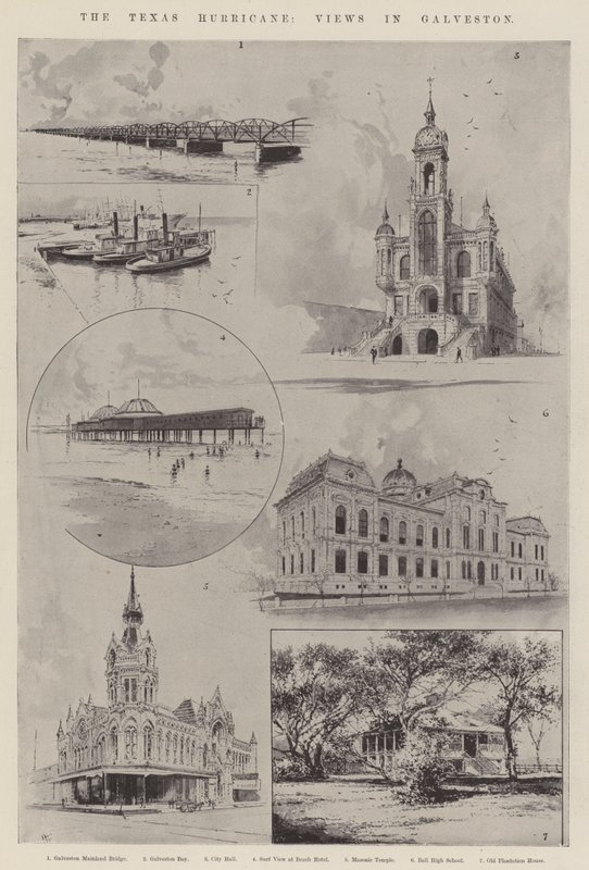 Texaský hurikán, pohledy v Galvestonu od Joseph Holland Tringham