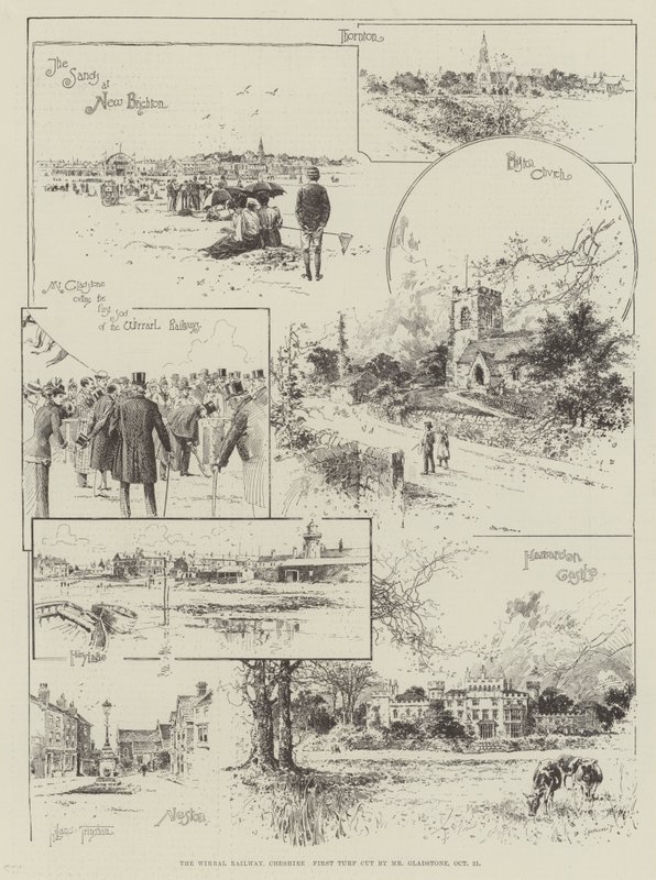 The Wirral Railway, Cheshire, First Turf cut pan Gladstone, 21 October od Joseph Holland Tringham