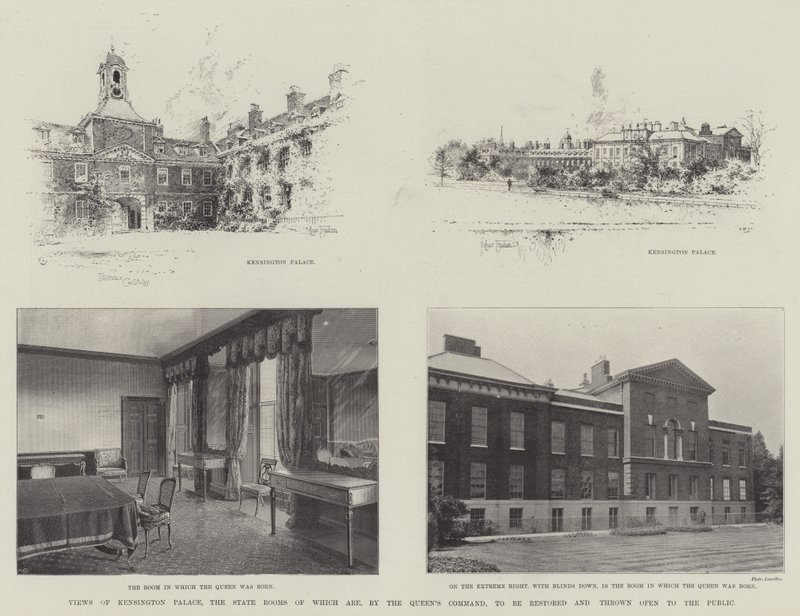 Pohledy na Kensingtonský palác, jehož státní komnaty mají být z příkazu královny restaurovány a zpřístupněny veřejnosti od Joseph Holland Tringham