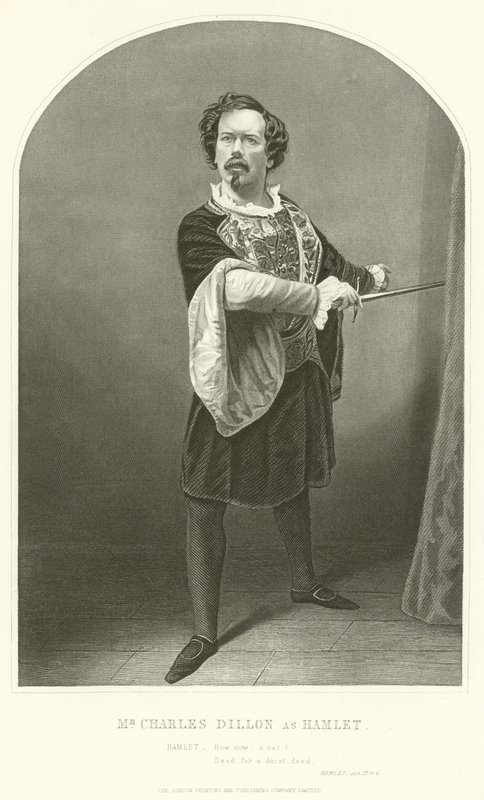 Pan Charles Dillon jako Hamlet, dějství III, scéna IV od Joseph Kenny Meadows