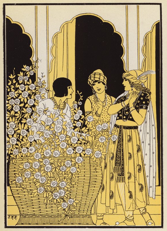 Floire a Blancheflor (barevná litografie) od Joseph Kuhn Regnier