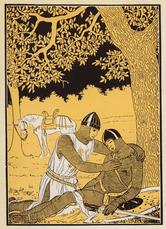 Guillaume a jeho synovec Vivien (barevná litografie) od Joseph Kuhn Regnier
