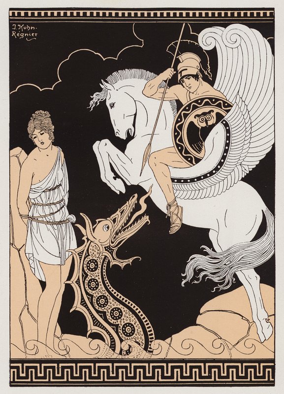 Perseus a Andromeda (barevná litografie) od Joseph Kuhn Regnier