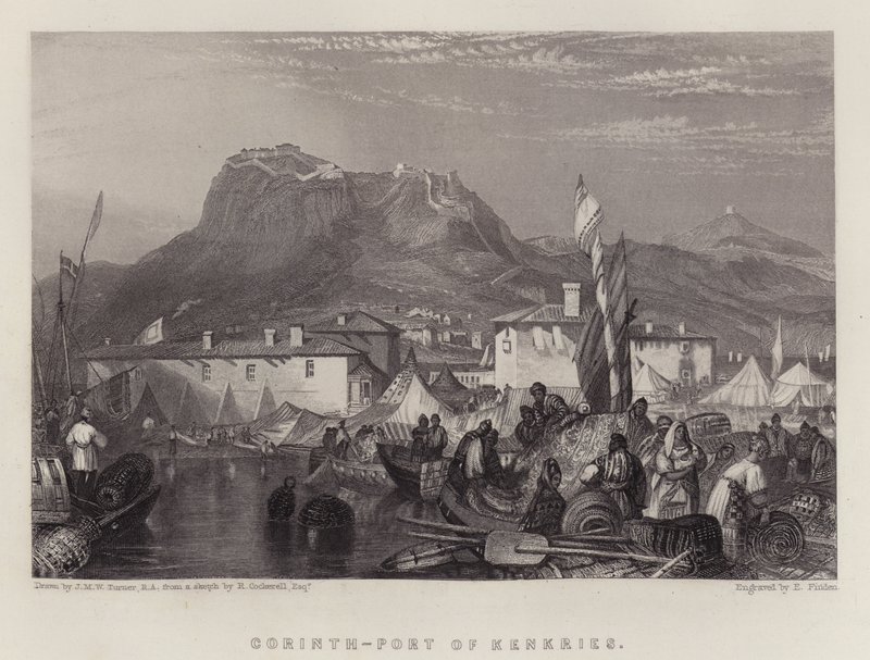 Korint, Port of Kenkries (barva litho) od Joseph Mallord William (after) Turner