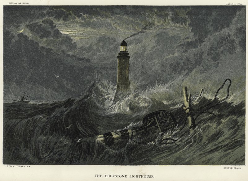 Eddystone Lighthouse na Eddystone Rocks od Joseph Mallord William Turner