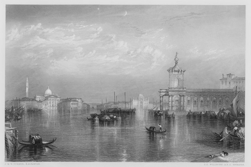 Benátky, The Dogana, z obrázku v galerii Vernon od after Joseph Mallord William Turner