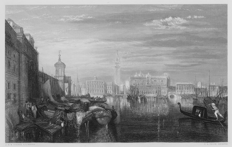 Benátky, Canal Grande, z obrázku v galerii Vernon od after Joseph Mallord William Turner