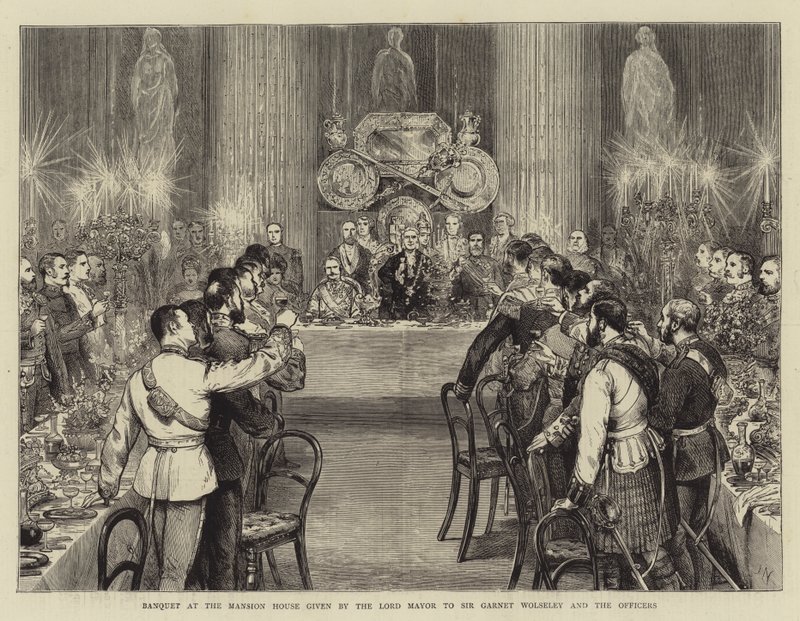 Banket v Mansion House pořádaný lordem starostou siru Garnetu Wolseleymu a důstojníkům od Joseph Nash