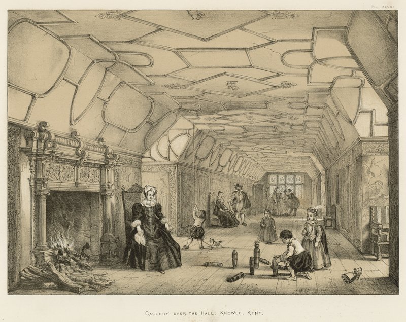 Galerie nad sálem, Knowle, Kent od Joseph Nash