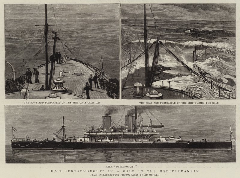 H M S Dreadnought ve vichřici ve Středozemním moři od Joseph Nash