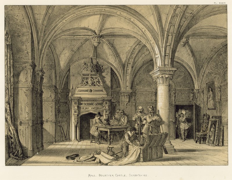 Hall, Bolsover Castle, Derbyshire od Joseph Nash