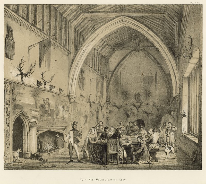 Hall, Moat House, Ightham, Kent od Joseph Nash