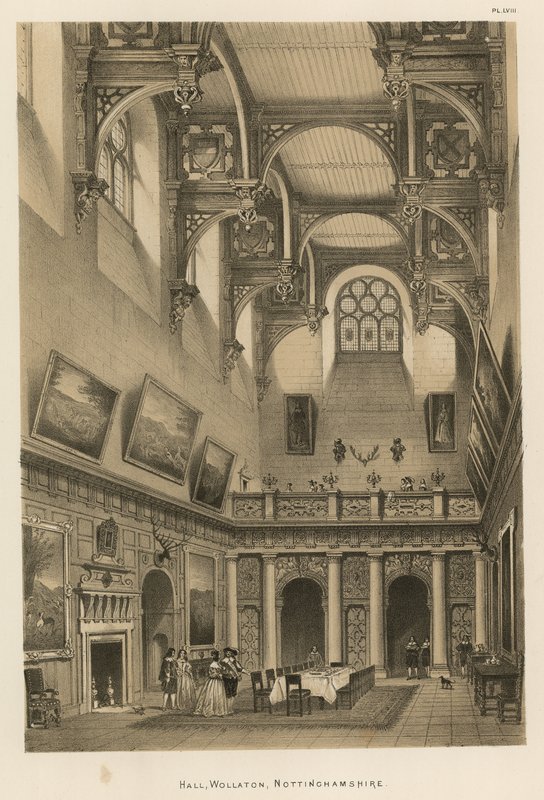 Hall, Wollaton, Nottinghamshire od Joseph Nash