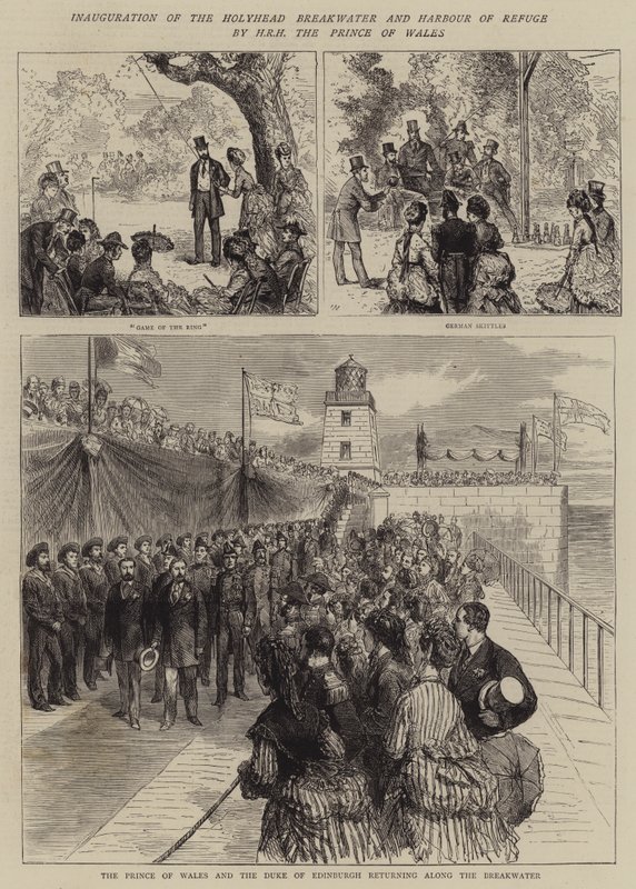Inaugurace vlnolamu Holyhead a přístavu útočiště HRH princem z Walesu od Joseph Nash