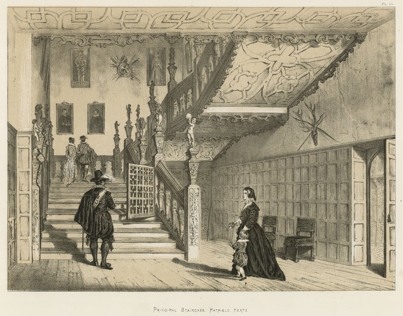 Hlavní schodiště, Hatfield, Herts od Joseph Nash
