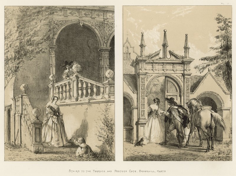 Schody na terasu a zadní bránu, Bramshill, Hants od Joseph Nash