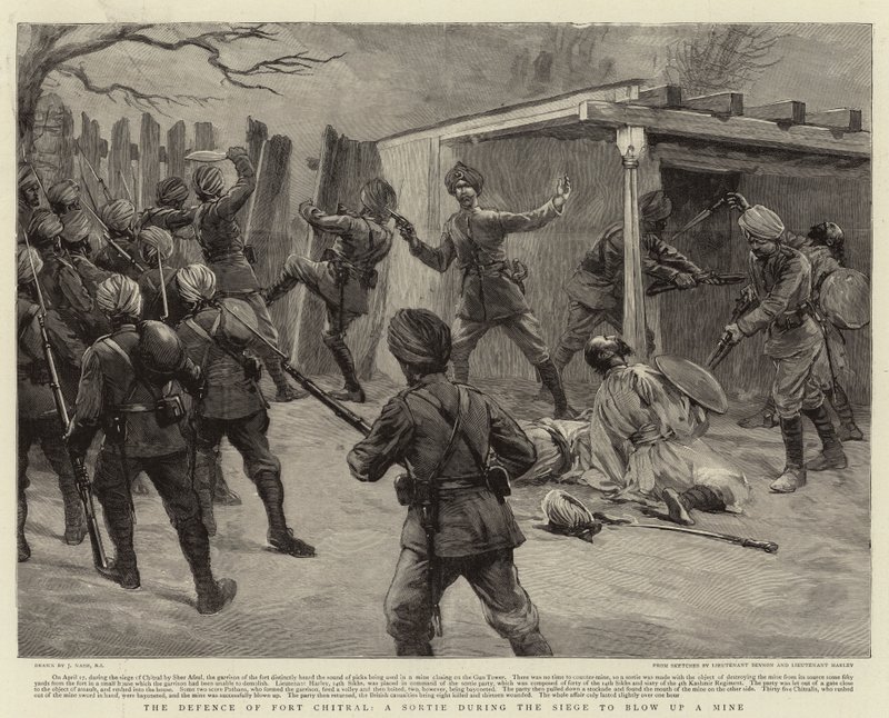 Obrana Fort Chitral, Sortie během Siege k vyhození dolu od Joseph Nash