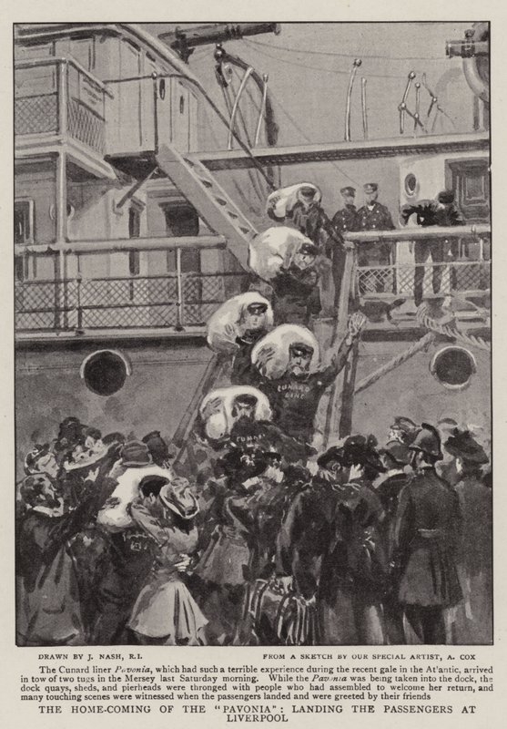 The Home-Coming of the Pavonia, landing the Passengers at Liverpool od Joseph Nash