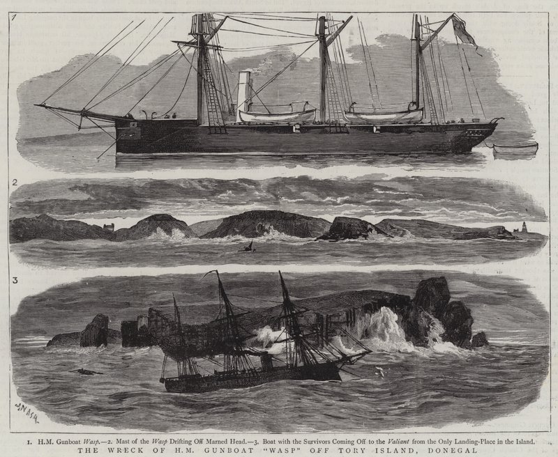 Vrak HM Gunboat Wasp u Tory Island, Donegal od Joseph Nash