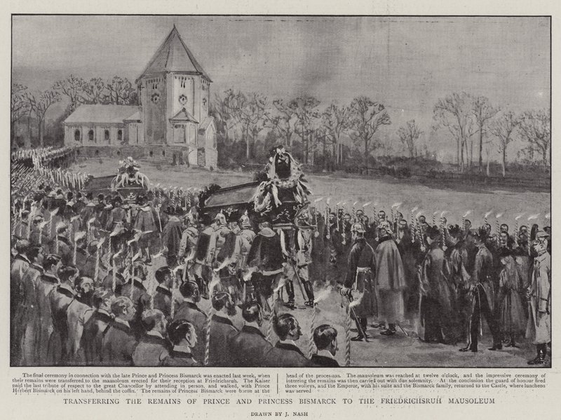Přenesení ostatků prince a princezny Bismarckových do mauzolea ve Friedrichsruhu od Joseph Nash