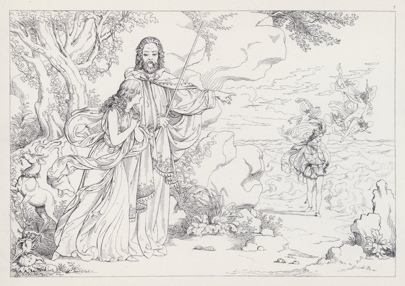 Shakespearova Bouře, I. dějství, scéna 2 od Joseph Noel after Paton