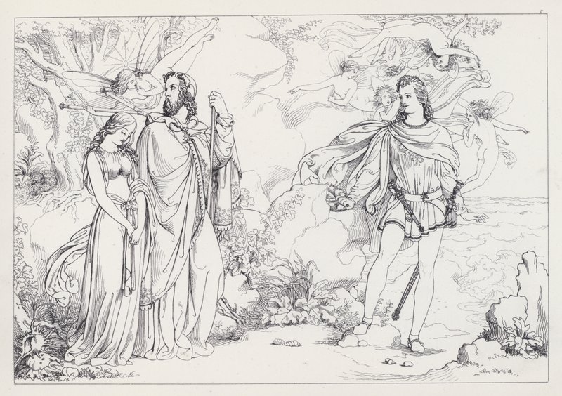 Shakespearova Bouře, I. dějství, scéna 2 od Joseph Noel after Paton