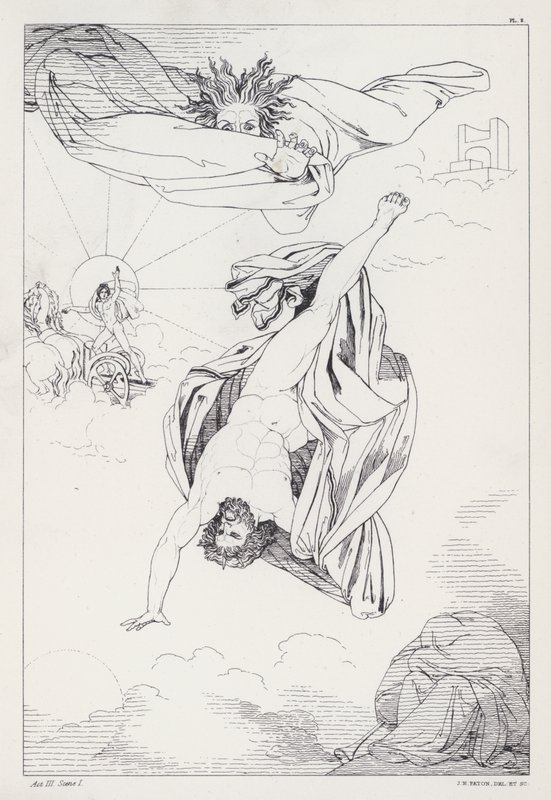 Shelleys Prometheus bez závazků, dějství III, scéna 1 od Joseph Noel after Paton