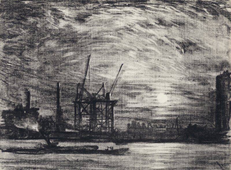 Západ slunce nad Waterloo od Joseph Pennell