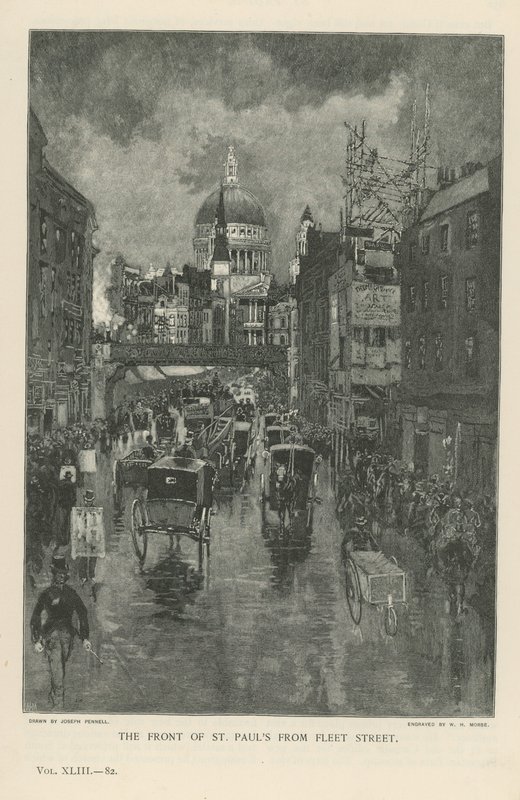 Průčelí katedrály svatého Pavla z Fleet Street od Joseph Pennell